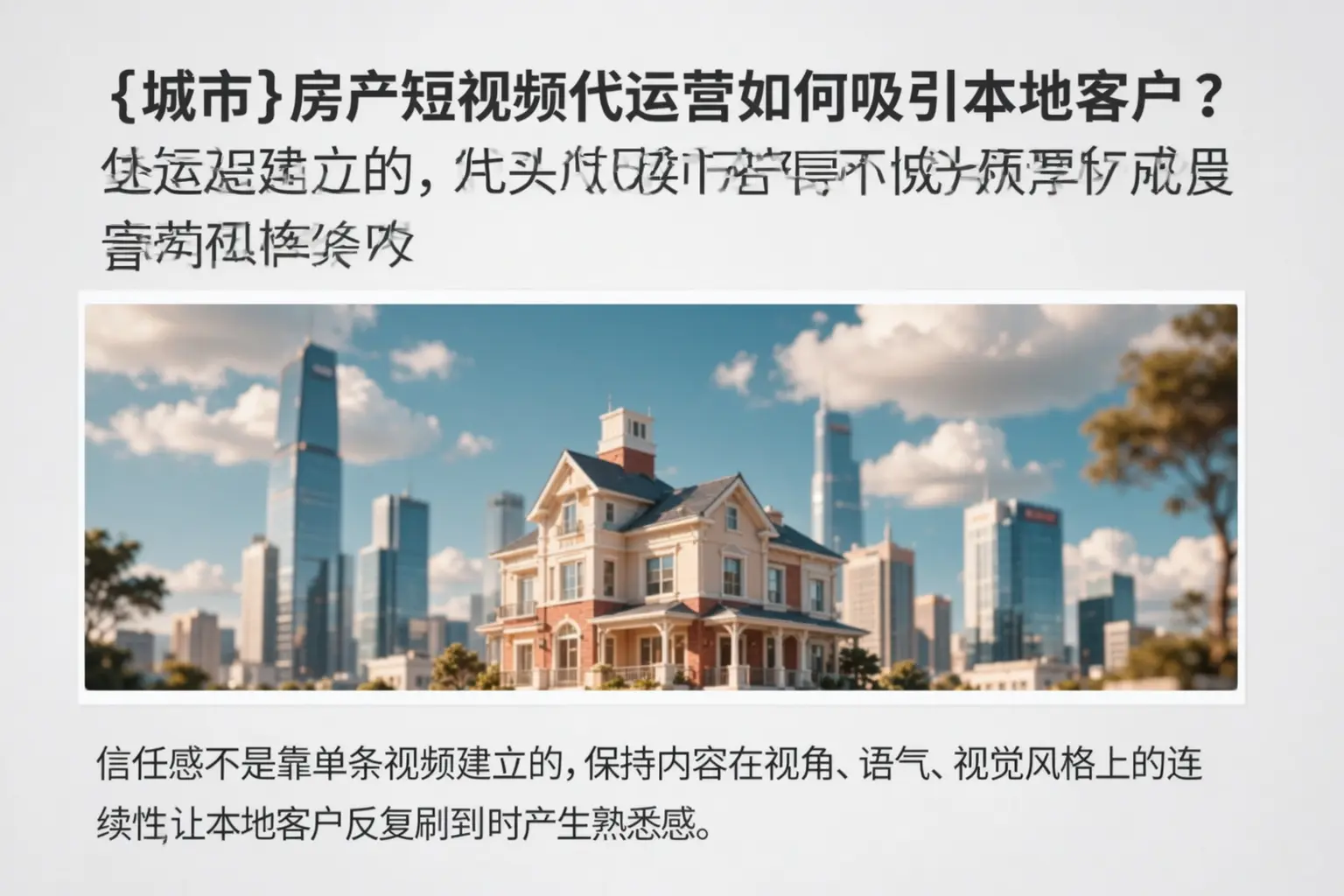 雷山房产短视频代运营如何吸引本地客户?